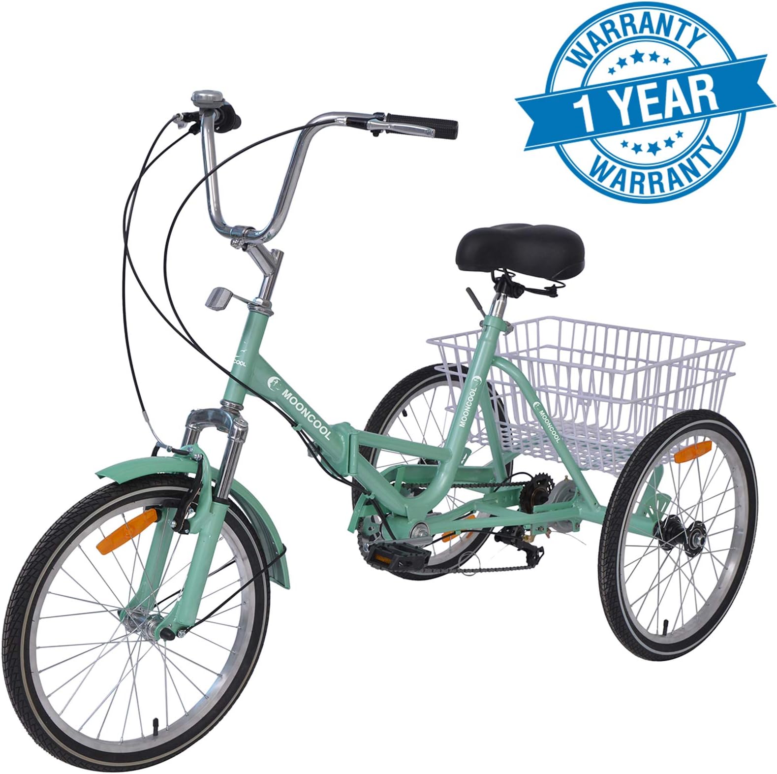 Slsy Adult Folding Tricycles, Single Speed Folding Adult Trikes, 20 Inch 3 Wheel Bikes with Low Step-Through, Foldable Tricycle with Basket for Adults, Women, Men, Seniors.