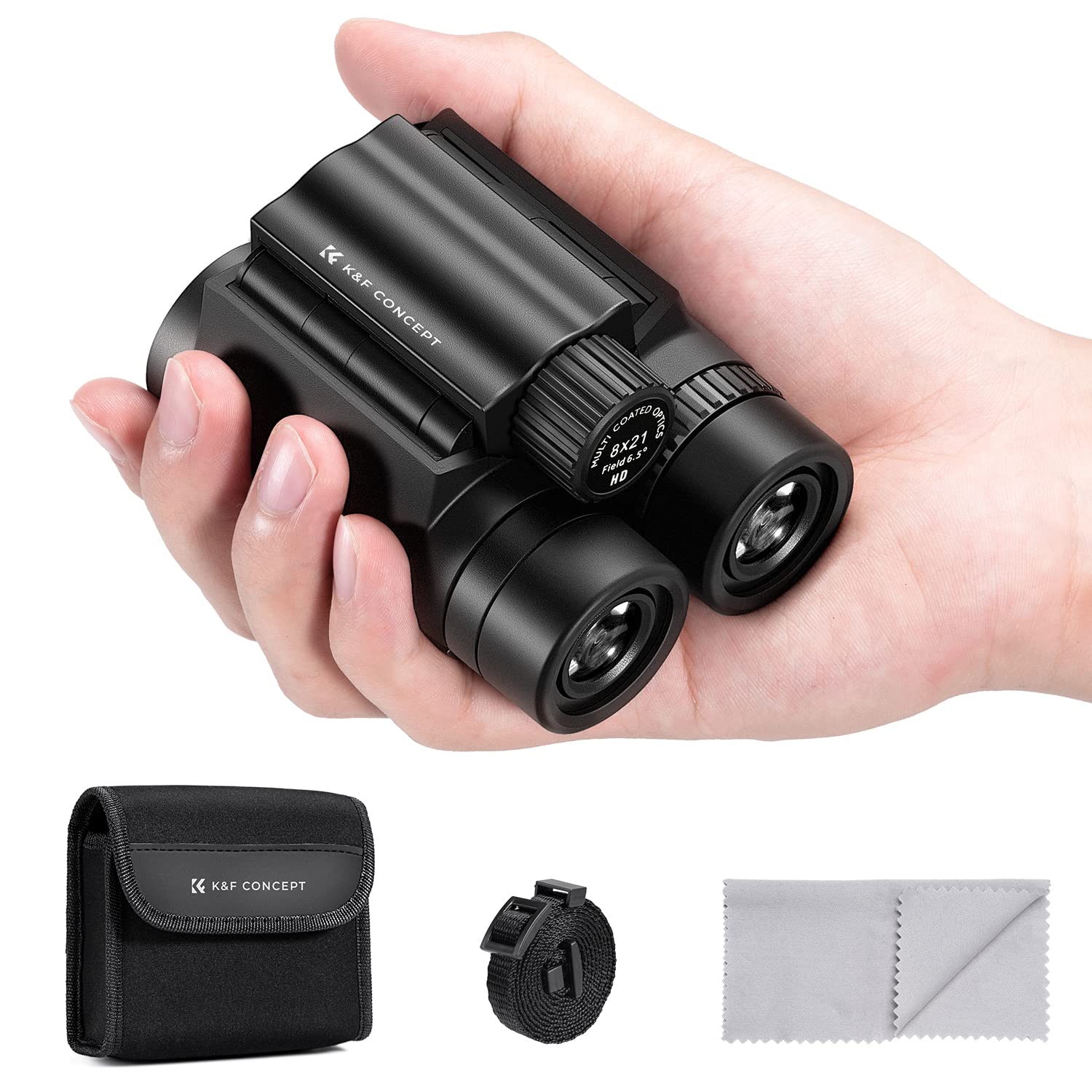 K&F CONCEPT 8x21 Compact Binoculars for Kids and Adults- HD Optics, IP65 Waterproof, Lightweight, 378ft/1000yds Field of View, BAK4 Prism, FMC Lens - Ideal for Bird Watching, Hunting, Travel, Camping