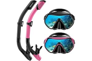 QHENG Snorkeling Gear for Adults, Dry-Top Snorkel Set Scuba Diving mask, 180°Panoramic Wide View Professional Snorkeling Gear Breathing Freely Snorkel Mask