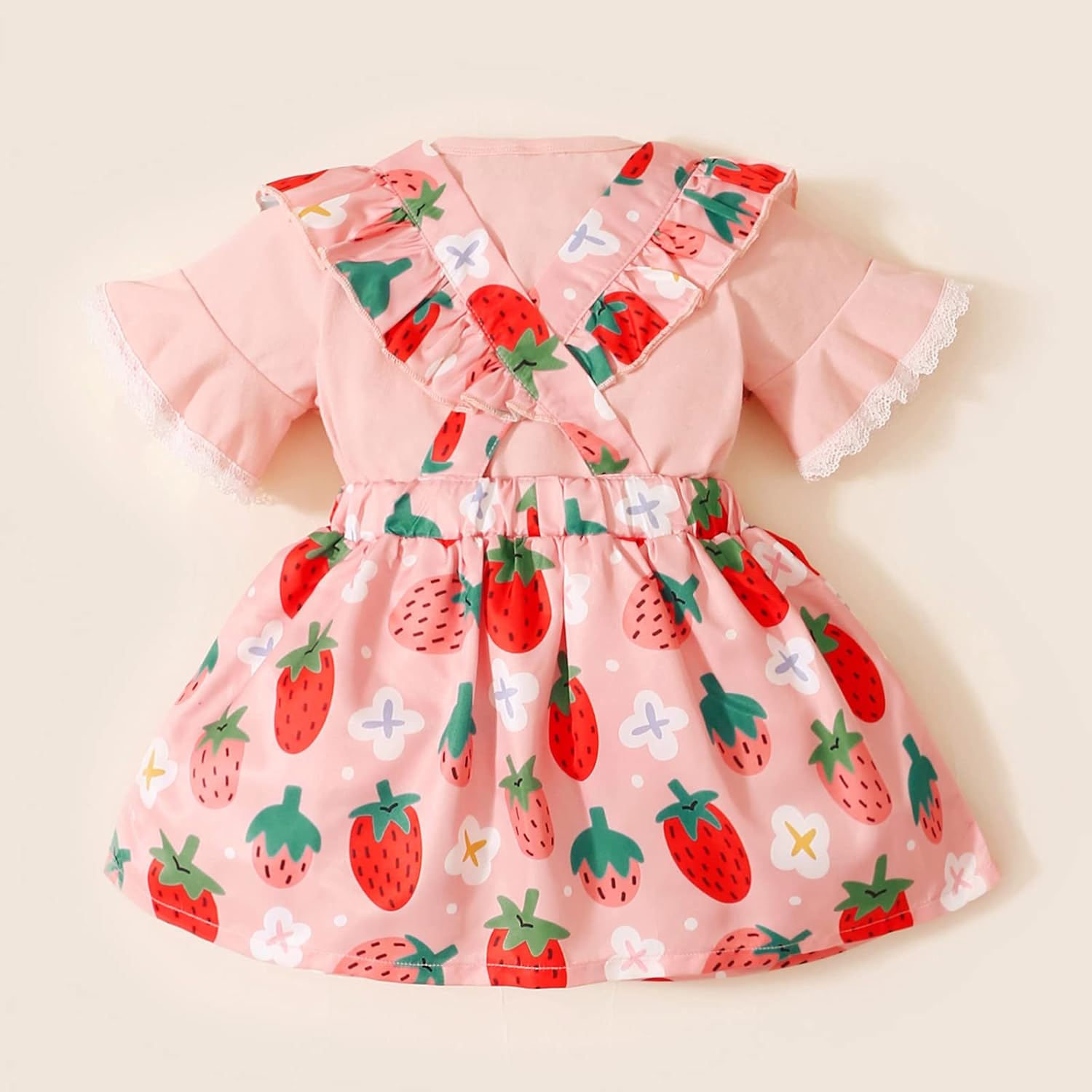 Baby Girl Short Sleeve Pink Suspender Skirt Set Shirt+Overall Skirt Outfit 3-24M: Clothing
