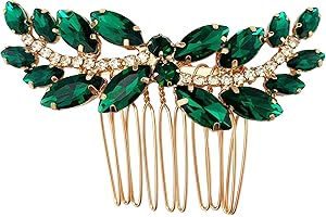 BETITETO Bridal Hair Comb Emerald Green Crystal Wedding Hair Piece Pin Accessories for Women Girls Party (Green)