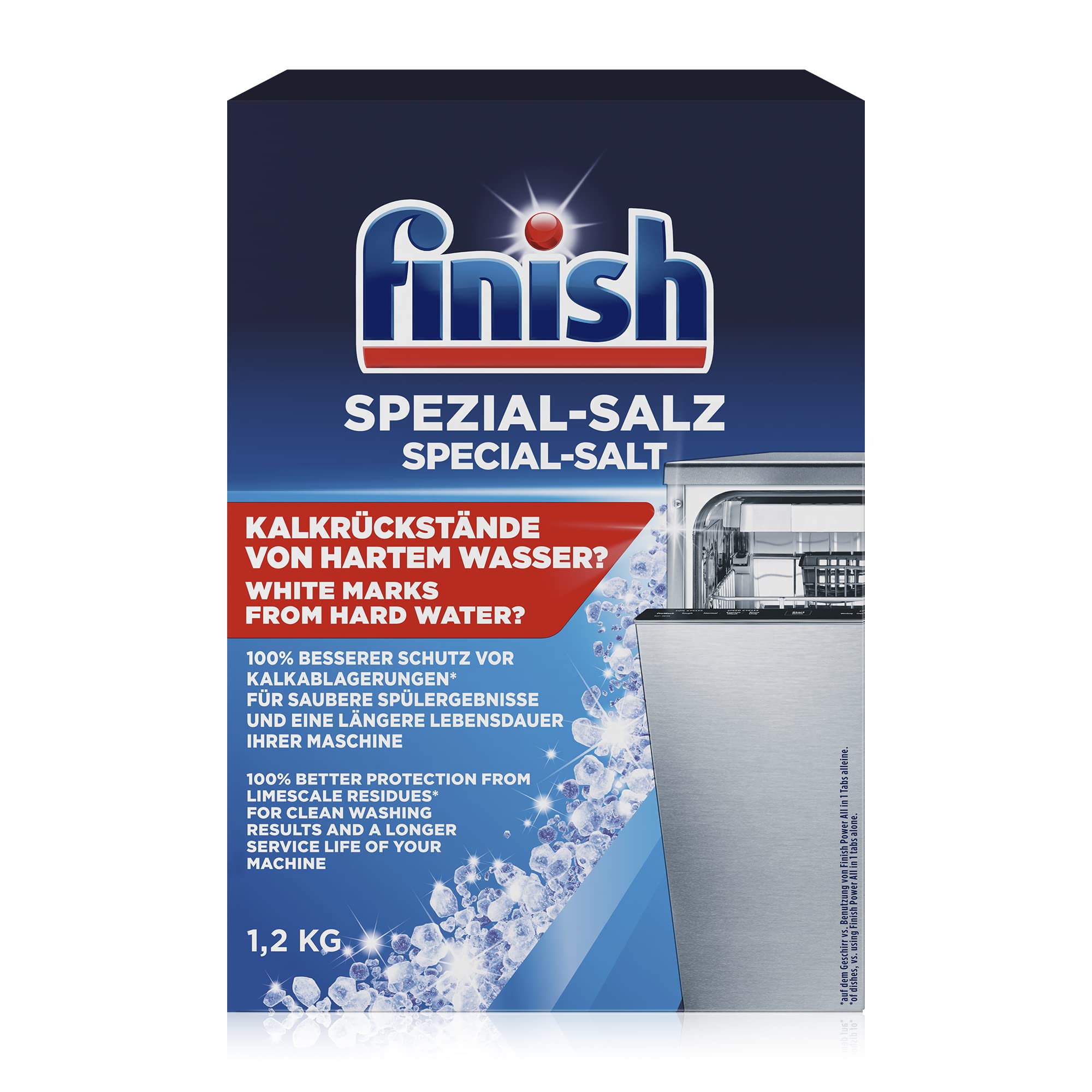 Finish Spezial-Salz, Spülmaschinensalz zum Schutz vor Kalkablagerungen und Wasserflecken, Multipack mit 8 x 1,2 kg 2