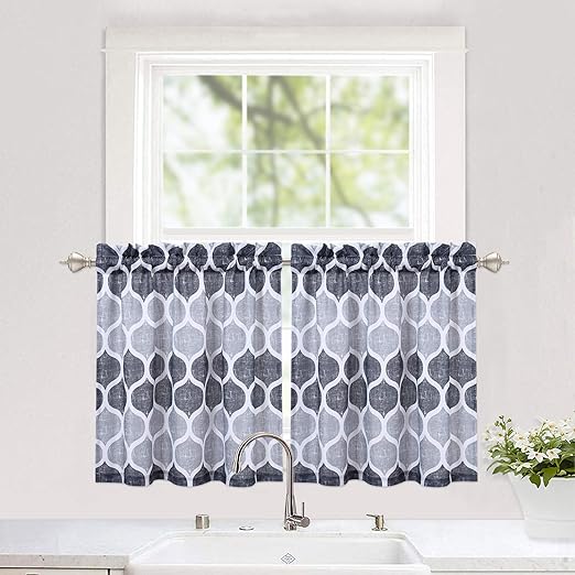 Amazon Com Haperlare Grey Tier Curtains For Kitchen Lattice