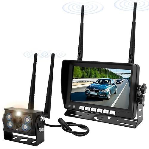 WODHMIEY RV Rear View Camera, 7-Inch Wireless Truck Reversing Camera, HD Screen, Anti-Interference, 800M Range, Easy Installation, IP67 Water-Resistant, 1080P Resolution,Suitable for All Vehicle Types