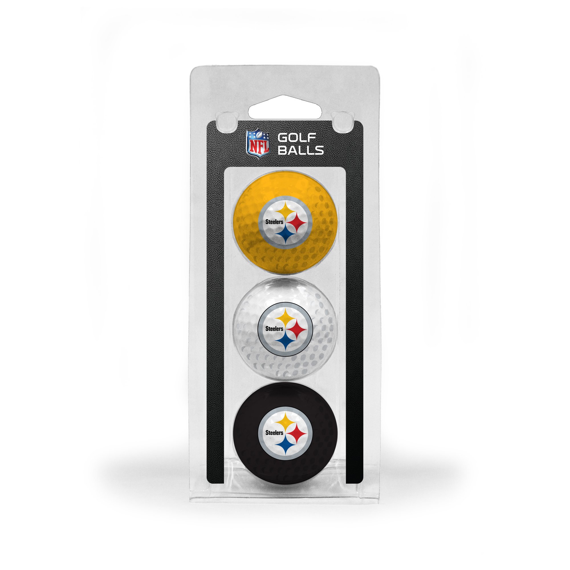 Team Golf NFL Pittsburgh Steelers 3 Golf Ball Pack Regulation Size Golf Balls, 3 Pack, Full Color Durable Team Imprint