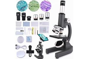 OOZSTAR Microscope for Kids 40X-2000X Compound Microscope,Microscope for Kids 8-12, Microscope with led Fill Light, Slides and specimens Suitable for School Labs homeschooling