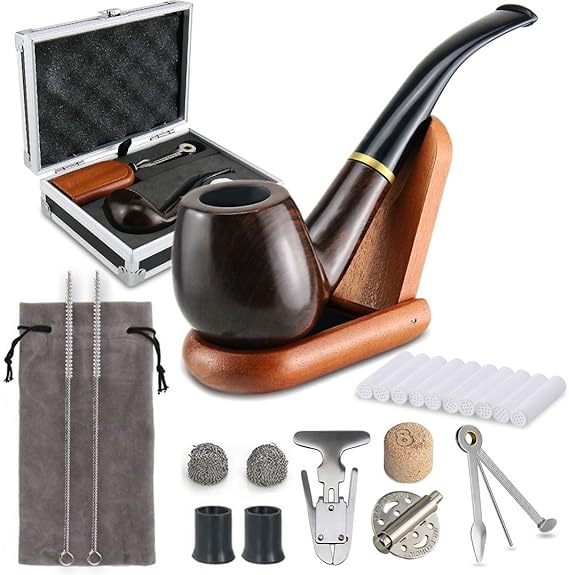 Joyoldelf Tobacco Smoking Pipe Set with Elegant Gift Case Packaging