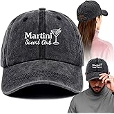 Funny Printed Cotton Baseball Cap Adjustable Retro Washed Lightweight and Breathable Unisex Sun Hat, Bachelor Party Gifts for Martini Lovers and Drink Lovers Adult Parties Black