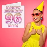 Stuff4 96th Birthday Card Mum Pink Purple Glitter Balloons 145mm view 7