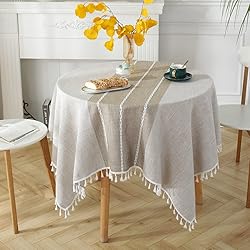Linen Round/Square Table Cloth Waterproof Cotton