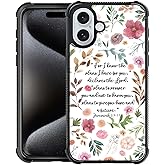 ilikediy Case for iPhone 16 W Bible Verses Floral Inspirational Pattern Design Case for Women Girls Men Soft TPU Bumper Hard PC Back Anti-Fall Shockproof Protective Slim Cover