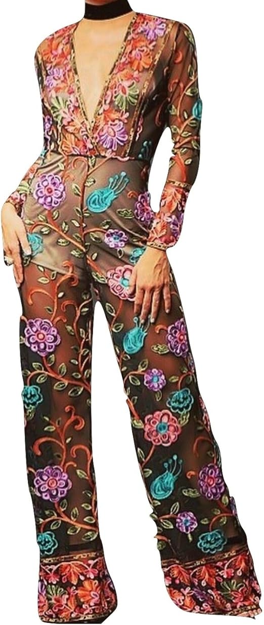 floral mesh jumpsuit