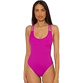 BECCA Womens Crinkle Crush One Piece Swimsuit, Scoop Neck, Adjustable, Bathing Suits for Women