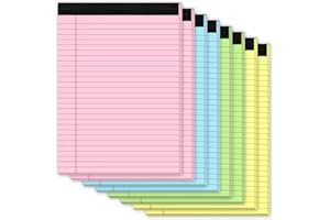 ZAVIKO Legal Pads 8.5 x 11 Colored, 8 Pack Legal Notepads 8.5 x 11, Colored Note Pads 8.5 x 11 Writing Pad, Pink Notebook Paper 8.5 x 11, Lined Paper Tablets 8.5 x 11 Pads of Paper, Wide Ruled, 30 Sheets/Pad