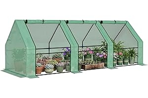 Outsunny 9' x 3' x 3' Mini Greenhouse Tunnel, Portable & Small Green House Plants Flower Warm House with Zippered Roll-up Doo