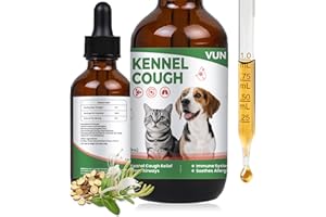 VUN Kennel Cough Treatment Drop for Dogs &Cats,Help Wet and Dry Cough Relief,Seasonal Throat Discomfort, Natural Herbal Cough Liquid with Licorice,Ginger for All Breeds & Sizes,2 fl oz Bacon Flavor