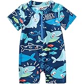 Baby Boy Swimsuit Infant Rash Guard Swimwear One Piece Short Sleeve Zipper Swimwear Sun Protection Bathing Suit