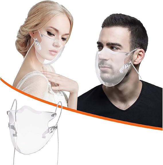 4pcs Reusable Clear Face_Mask Covering, Durable Combine Plastic AntiHaze Transparent Face 𝐌𝐚𝐬𝐤s