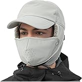 Trapper Hat for Men Women Waterproof Winter Warm Baseball Cap with Ear Flaps and Mask