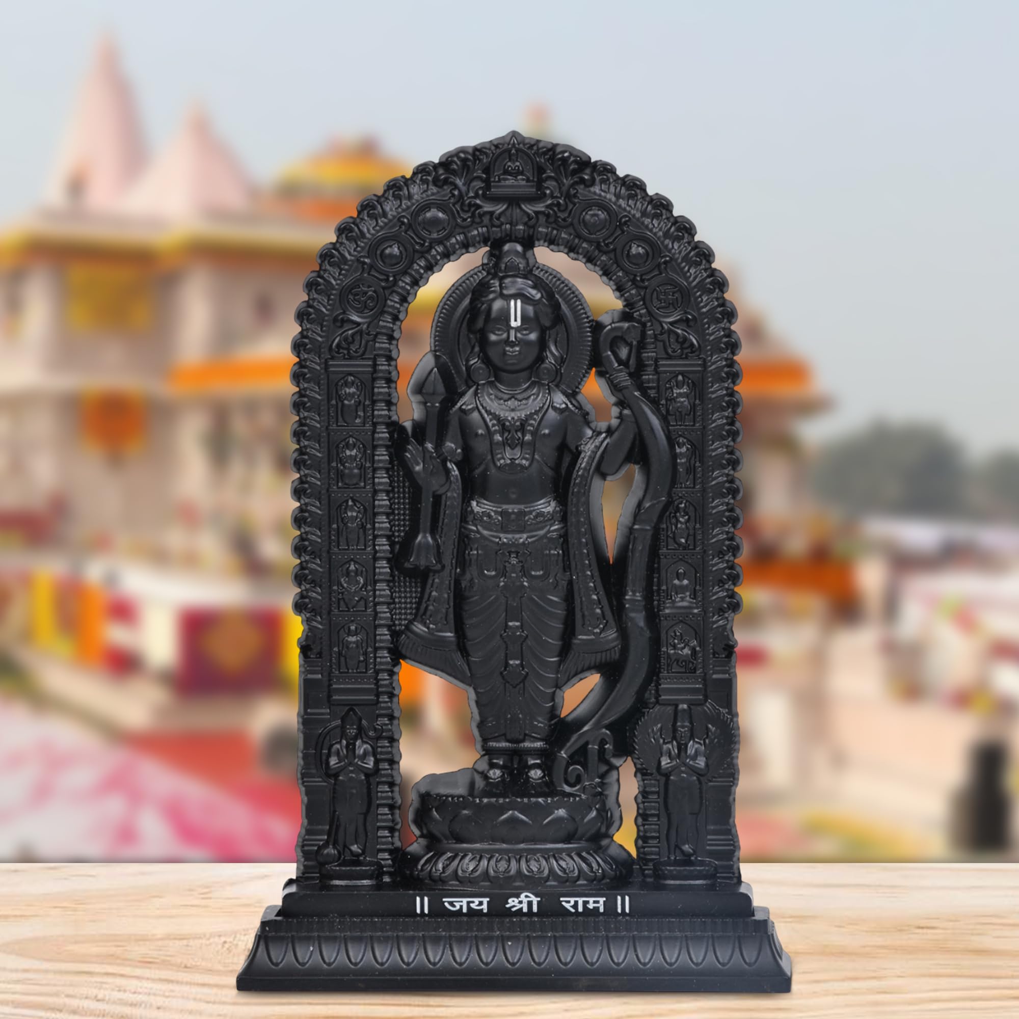 Kalakriti Ram Lalla Idol Ayodhya Mandir Lord Shree Rama 2D Murti | God Idol for Diwali Pooja Room Decoration |Home Indian Decor Showpiece Gift |Puja Temple Idol| Housewarming (Black, 6.5 Inch)