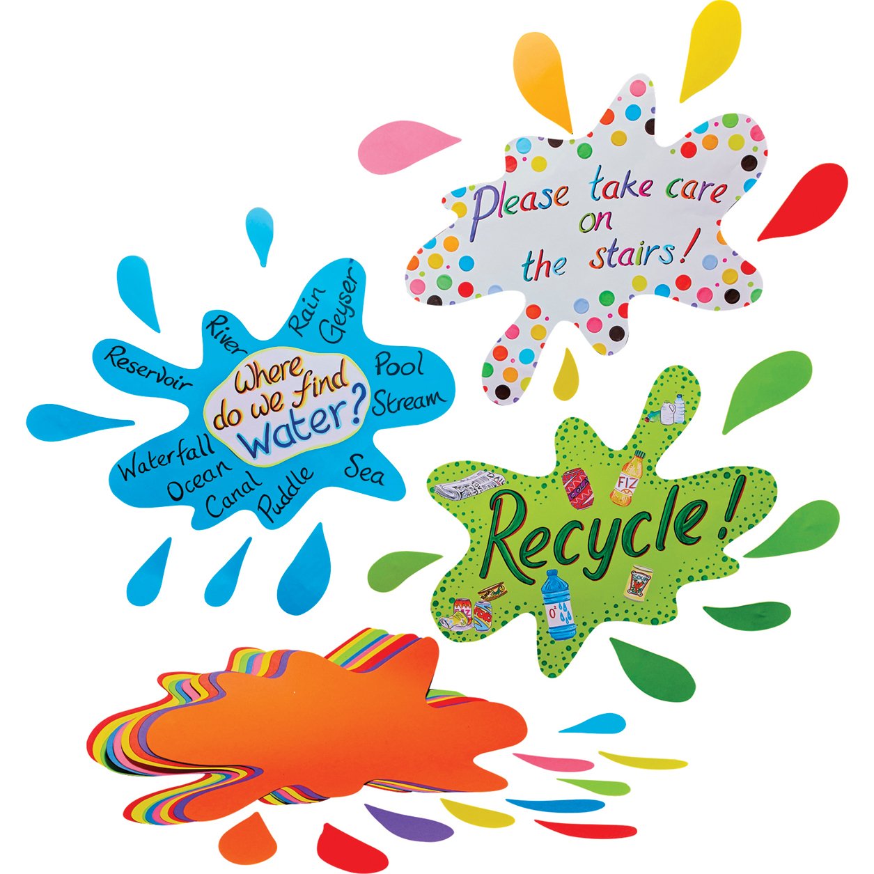 Springboard Jumbo Splat Shapes for Classroom Display - Pre-Cut Colourful Card Shapes - Classroom Decorations and School Supplies - Arts and Crafts for Kids - 10-Pack - 60 x 38 cm - Assorted Colours