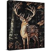 Aesthetic Deer Rustic Wall Art Decor Cottagecore Deer Picture Canvas Print Poster Dark Academia Framed Painting Wall Decoration for Home Farmhouse Living Room Bedroom Decor 8x10 Inch