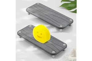 PLENTIO 2PCS Water Absorbing Stone Tray for Sink, Sponge Holder for Kitchen Sink, Diatomite Stone Sink Tray, Instant Dry Sink Organizer with Stainless Steel Feet, Dark Gray