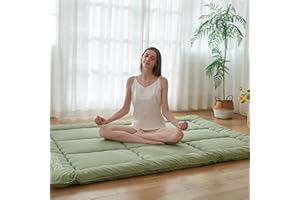 GORTUPI Twin Size Japanese Floor Futon Foldable Futon Mattress for Floor Tatami Mattress Portable Rollaway Bed for Guest Playmat for Kids Tatami Sleeping Pad Japanese Mattress for Adults Green A