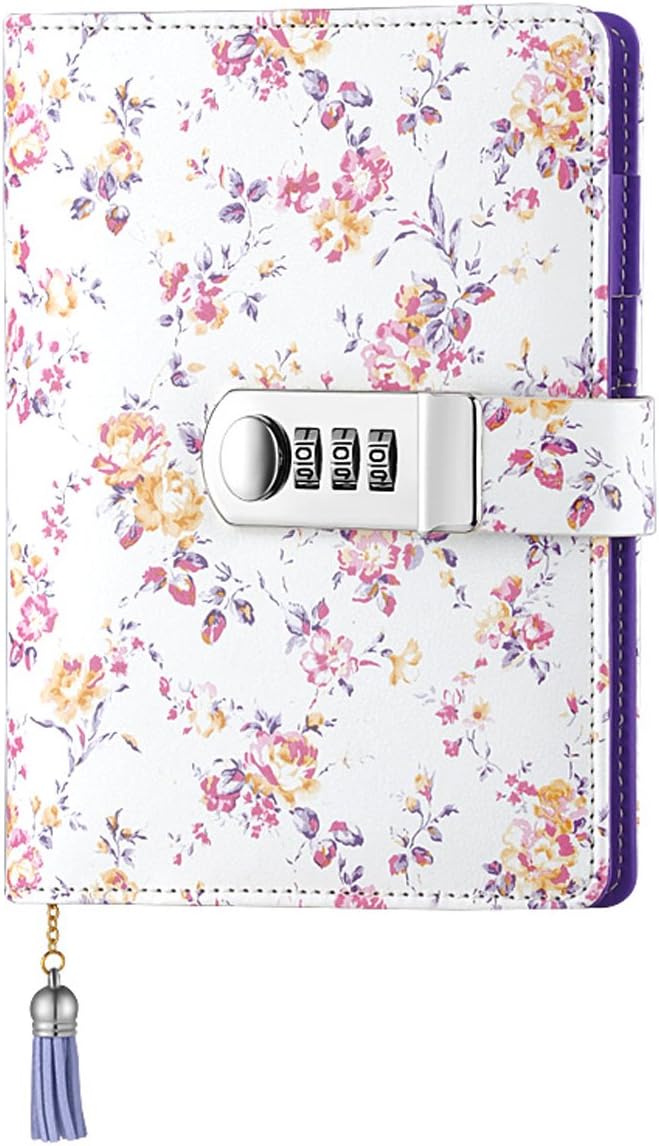 NectaRoy PU Leather Refillable Password Notebook Writing Journal Diary with Combination Lock