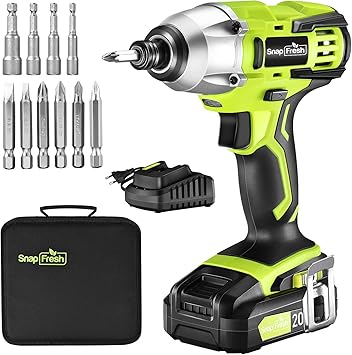 Amazon インパクトドライバー 充電式 コードレス Snapfresh v 最大トルク150n M 無段変速 正逆転切替 安全ロック 00ｍah大容量バッテリー Ledライト付き Diy 日曜大工 家具の組立て ドライバービット6本 ソケット4本付属 バッテリー 充電器 収納袋付き 日本語