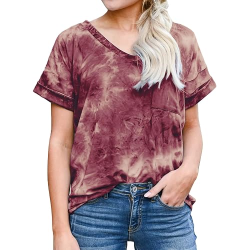 DOROSE Women's Casual V Neck T Shirts Short Sleeve Cute Summer Tops Tee
