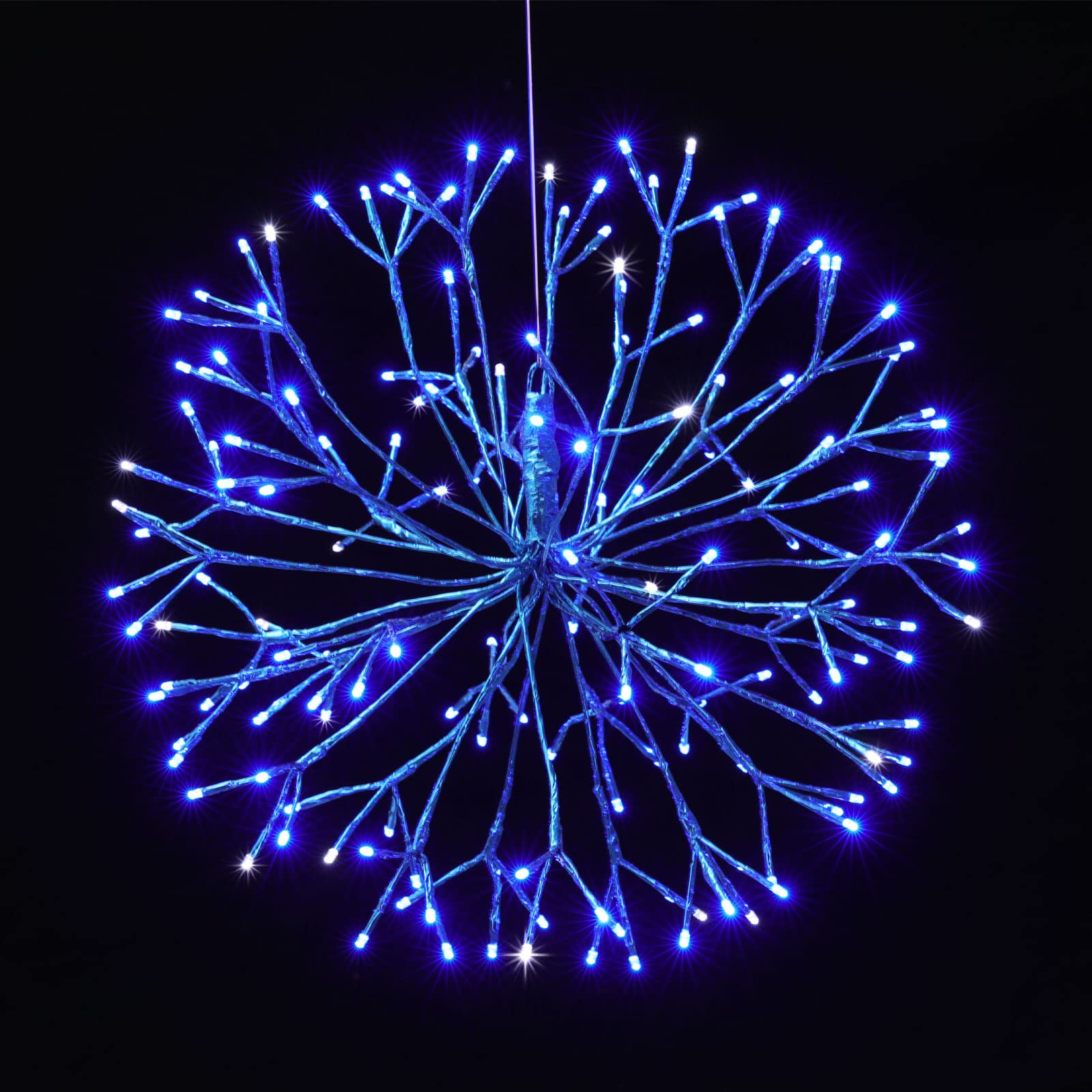 Photo 1 of Christmas led Sparkle Ball Hanging Outdoor décorations -Haning Twig Ball,Snowflake Ornament Lights Indoor Outdoor Festive Holiday Décor 24Inch (Blue)