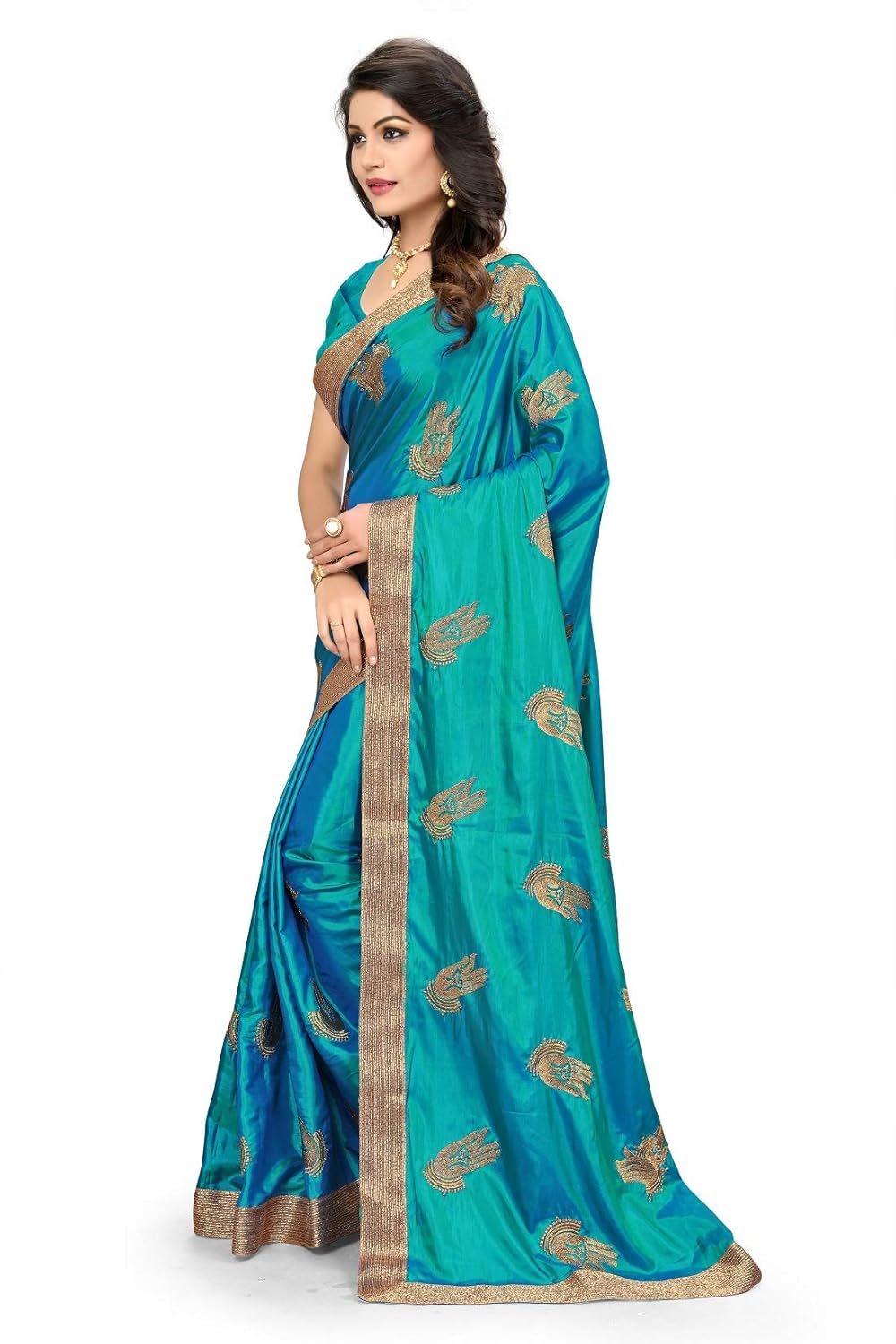 riva enterprise women's paper silk hand pattern saree (riva273_, blue)