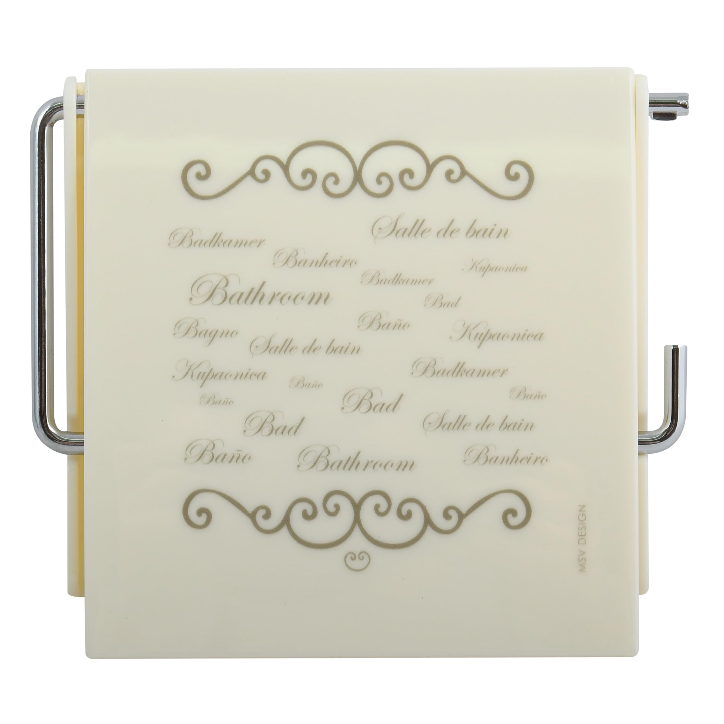 MSV PS Paris Toilet Roll Holder 13 x 15 x 11.5 cm Cream Chrome