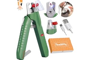Pawsibility - Reinvented Pet Nail Clippers for Your Pal - [USB Rechargeable] - LED Light for Bloodline | Razor Sharp and Durable Blade | Vets Recommended Trimming Tool for Dogs and Cats - Green