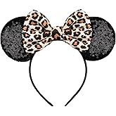 FANYITY Mouse Ears, Sequin Leopard Mouse Ears Headband for Boys Girls Women(baowen)