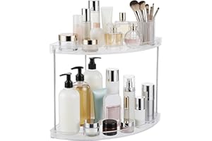 2 Tier Bathroom Counter Organizer, Clear Vanity Shelf Organizer for Skincare & Perfume, Non-Slip Bathroom Counter Shelf for S