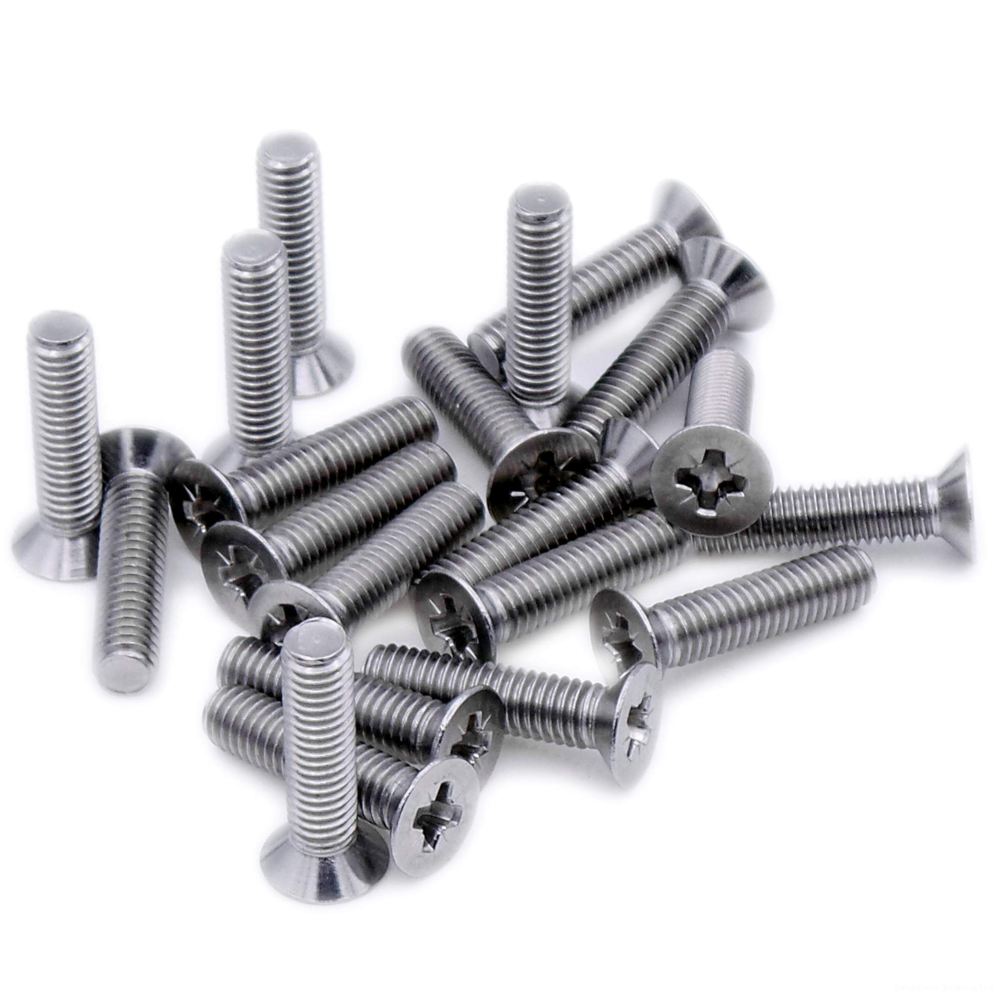 M6 (6mm x 35mm) Pozi Countersunk Machine Screw (Bolt) - Stainless Steel (A2) (Pack of 20)