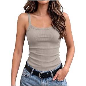 bawilom Girls Ribbed Knit Tank Top Sleeveless Fitted Casual Shirt | Stretch Rib Knit Tank With Scoop Neck And Slim Fit For La