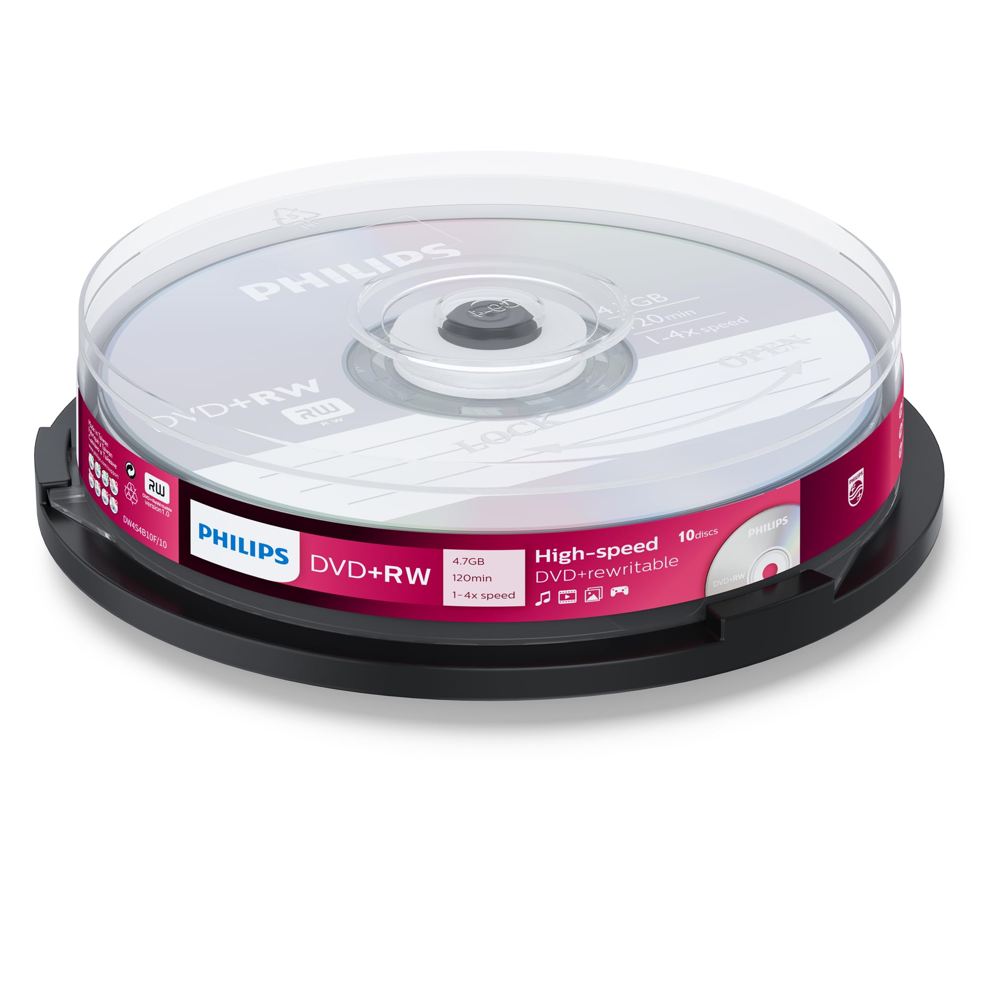 Philips DVD+RW 4.7Gb 4X Data/120min 10er Spindel