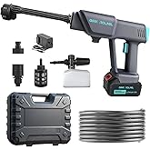 Cordless Pressure Washer Battery Powered; 800PSI Cordless Power Washer with 6-in-1 Nozzle, 16FT High-Elastic Hose, 21V Battery&Charger; Portable Handheld Pressure Washer Cleaner for Home, Car, Garden