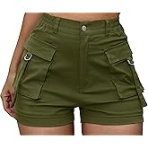 ZODLLS Women's Shorts Elastic Waist Cargo Shorts with Pockets
