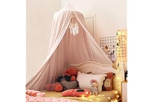 Kertnic Decor Canopy for Kids Bed, Soft Smooth Playing Tent Canopy Girls Room Decoration Princess Castle, Dreamy Mosquito Net Bedding, Children Reading Nook Canopies in Home (Pink)