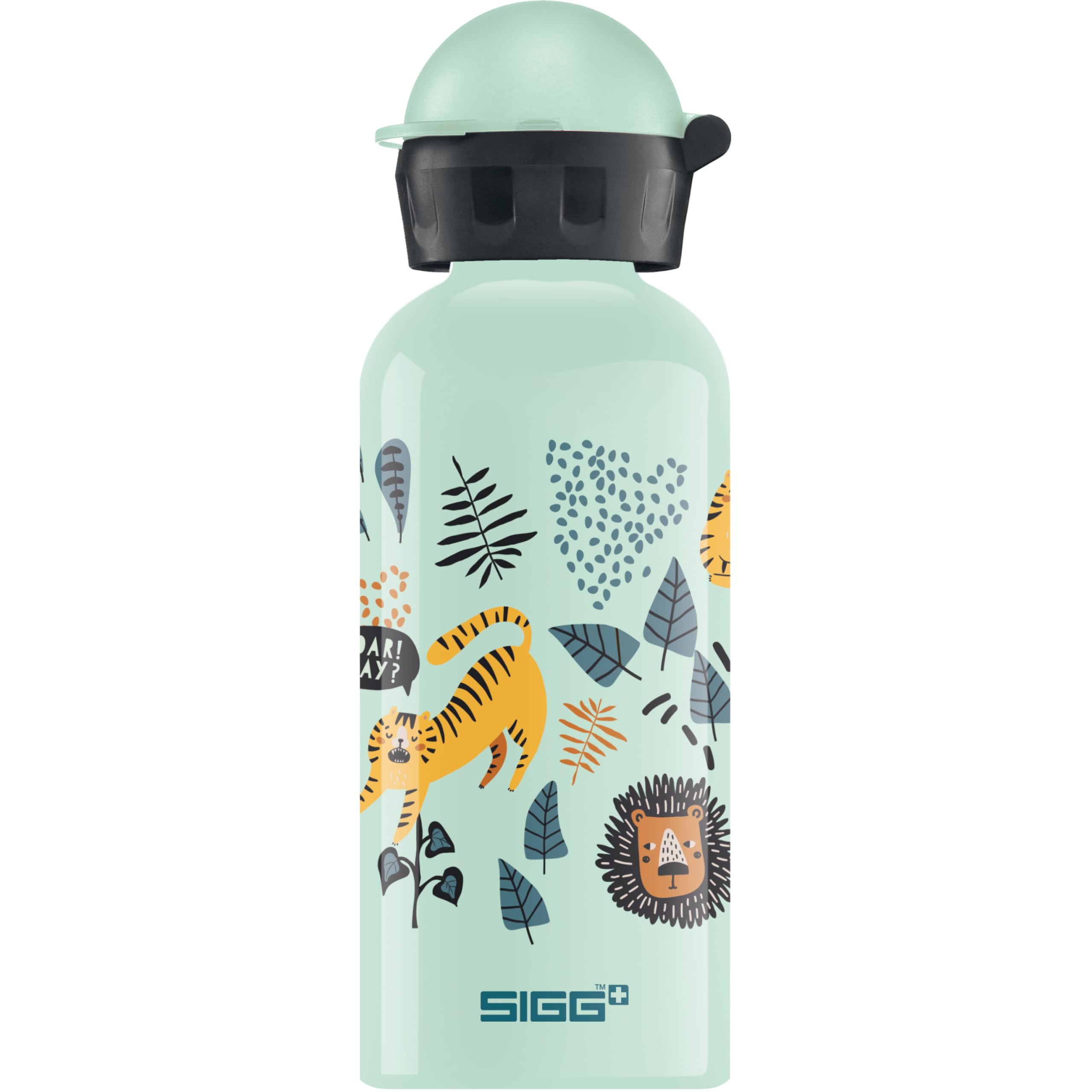 Sigg - Aluminium Water Bottle For Kids - KBT Jungle - Leakproof - Lightweight - BPA Free - Climate Partner Certified - School & Sports - Light Green - Jungle Design - 0.4L