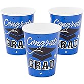 Fun Express Congrats Grad Blue 9Oz Cups (25Pc) - Party Supplies - 25 Pieces