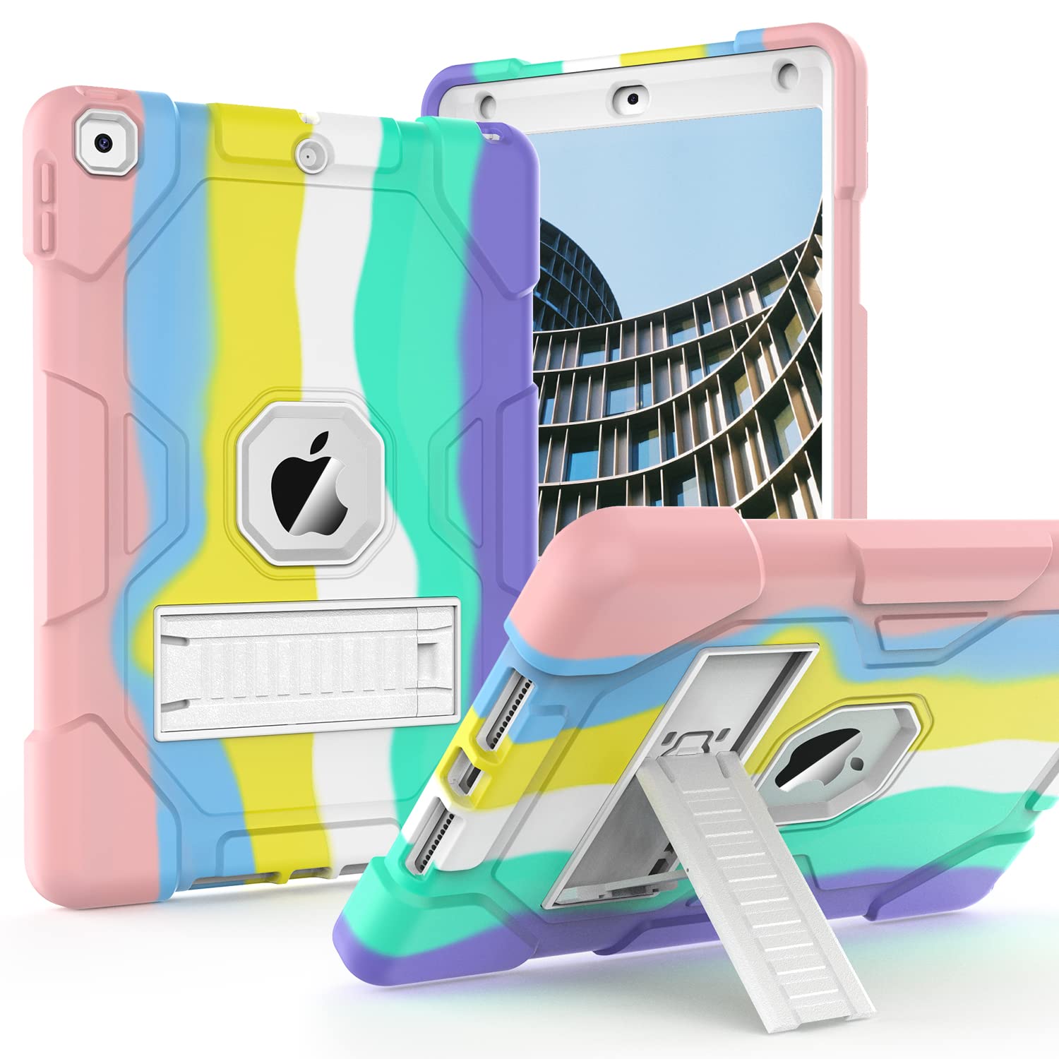 ZoneFoker iPad 9th/8th/7th Generation Case, 10.2 2021/2020/2019 Slim Heavy Duty Shockproof Rugged Hard PC+Silicone Hybrid High Impact Full Body Protective Cover (Camouflage)