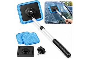 Dual Magnetic Car Windshield Cleaner, Dual Side Car Glass Cleaner, 1 Set | Extendable Handle With Reusable Microfiber Pads fo