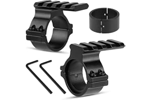 FENTUK 1"/25.4mm & 30mm Rifle Scope Ring Adaptor with Rail - Tactical Light Barrel Clamp Mounts for Scope Flashlight Laser Sight Optics - with 4 Slot 21mm Picatinny Rail on Top