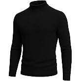 URBAN BUCK Mock Turtleneck for Men Fleece Shirt with Soft Warm Long Sleeve Thermal Ribbed Solid Color Tops & Sweater for Winters- Jack Black Shirt (XXL)