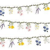 JIAYIQI 2PCS Wildflower Party Decorations - 7.9FT Pre-Strung Floral Garlands for Baby Shower Bloom Birthday Tea Party Wedding - Reusable & DIY Hanging Flower Garland for Garden Theme & Spring